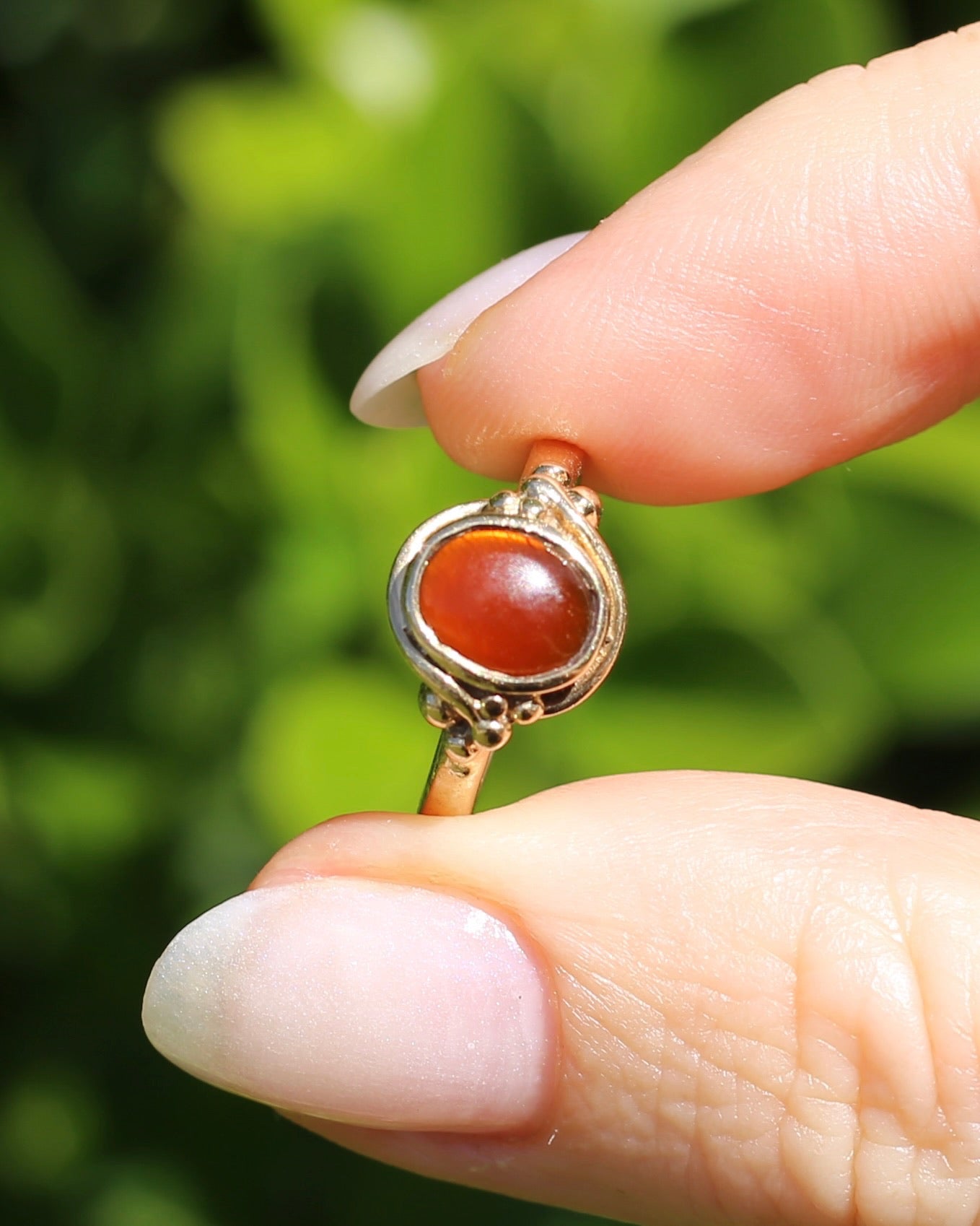 Bezel Set Carnelian Cabochon Signet Type Ring, 9ct Yellow Gold, size I1/2 or 4.5