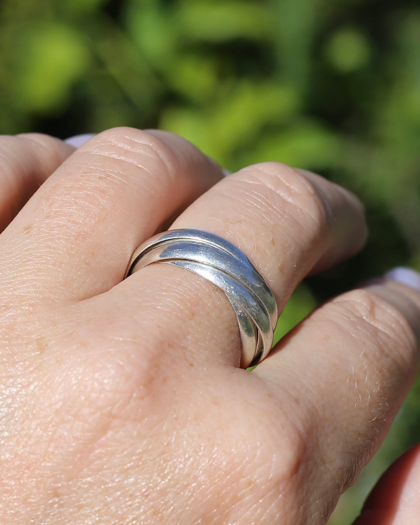 5 Ring Russian Wedding Ring, Sterling Silver, Size T1/2 or 9.75, 5.95g