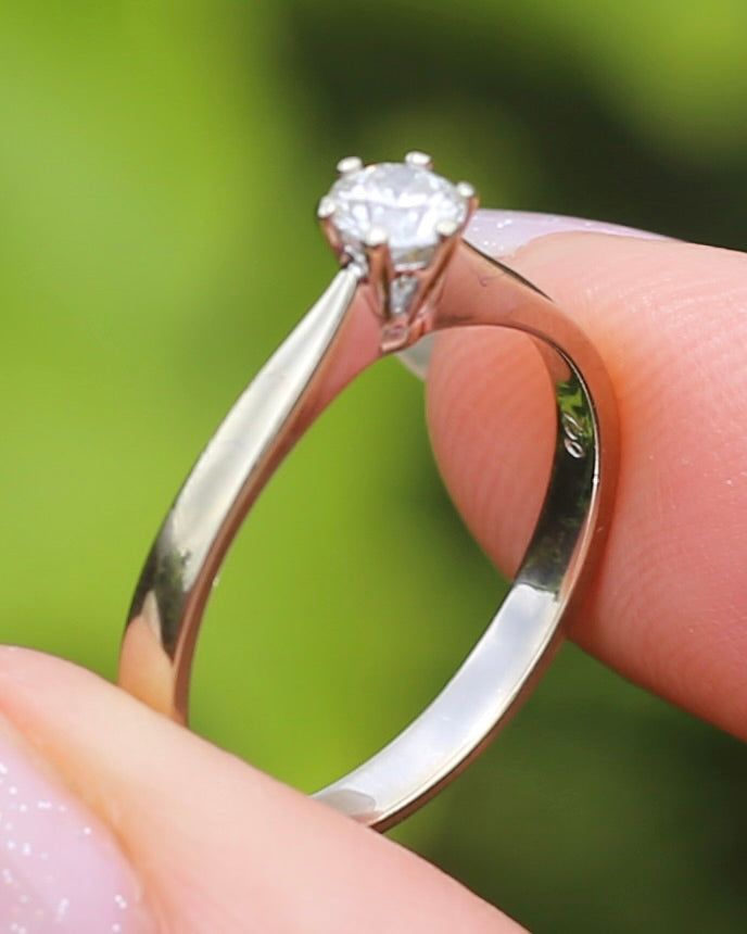 0.25ct Natural Diamond Solitaire, 18ct White Gold, 6 Claw, size L or 5.75, 2.09g