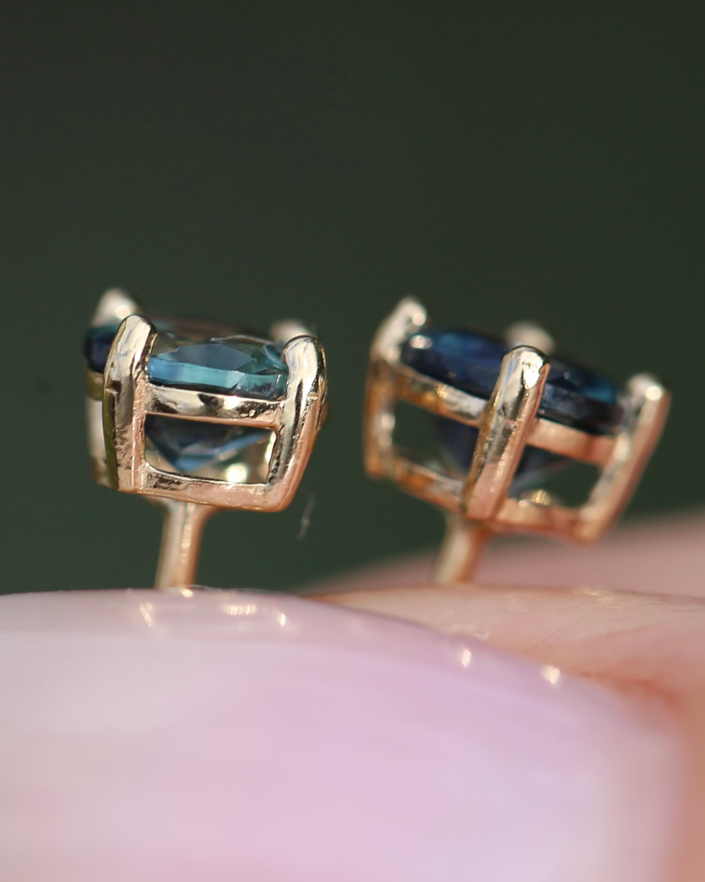 1.2ct Parti Sapphire Studs, 9ct Yellow Gold, 0.76g