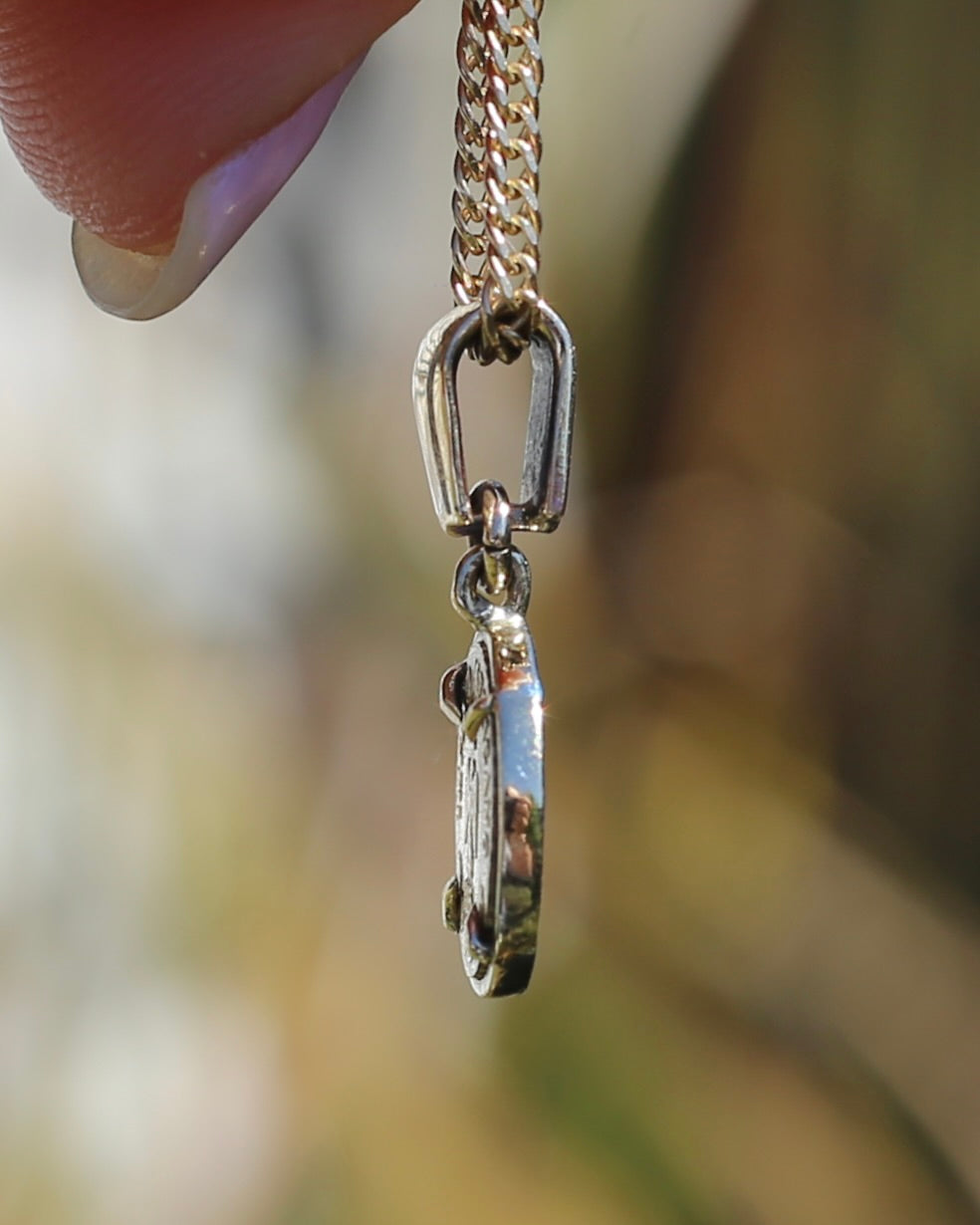 1865 Mexican Coin Replica in Coin Frame Pendant, 9ct Yellow Gold and silver support bars, 1.69g