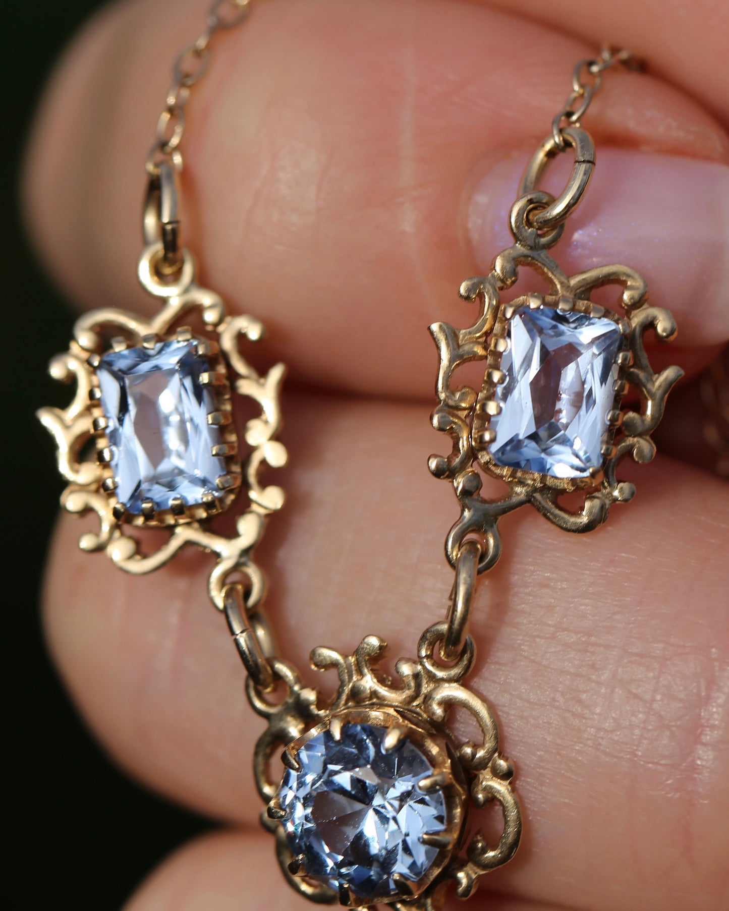Vinitique Blue Spinel Necklace, 9ct Yellow and Old Rosey Gold, 42cm or 16.5 inches, 9.56g