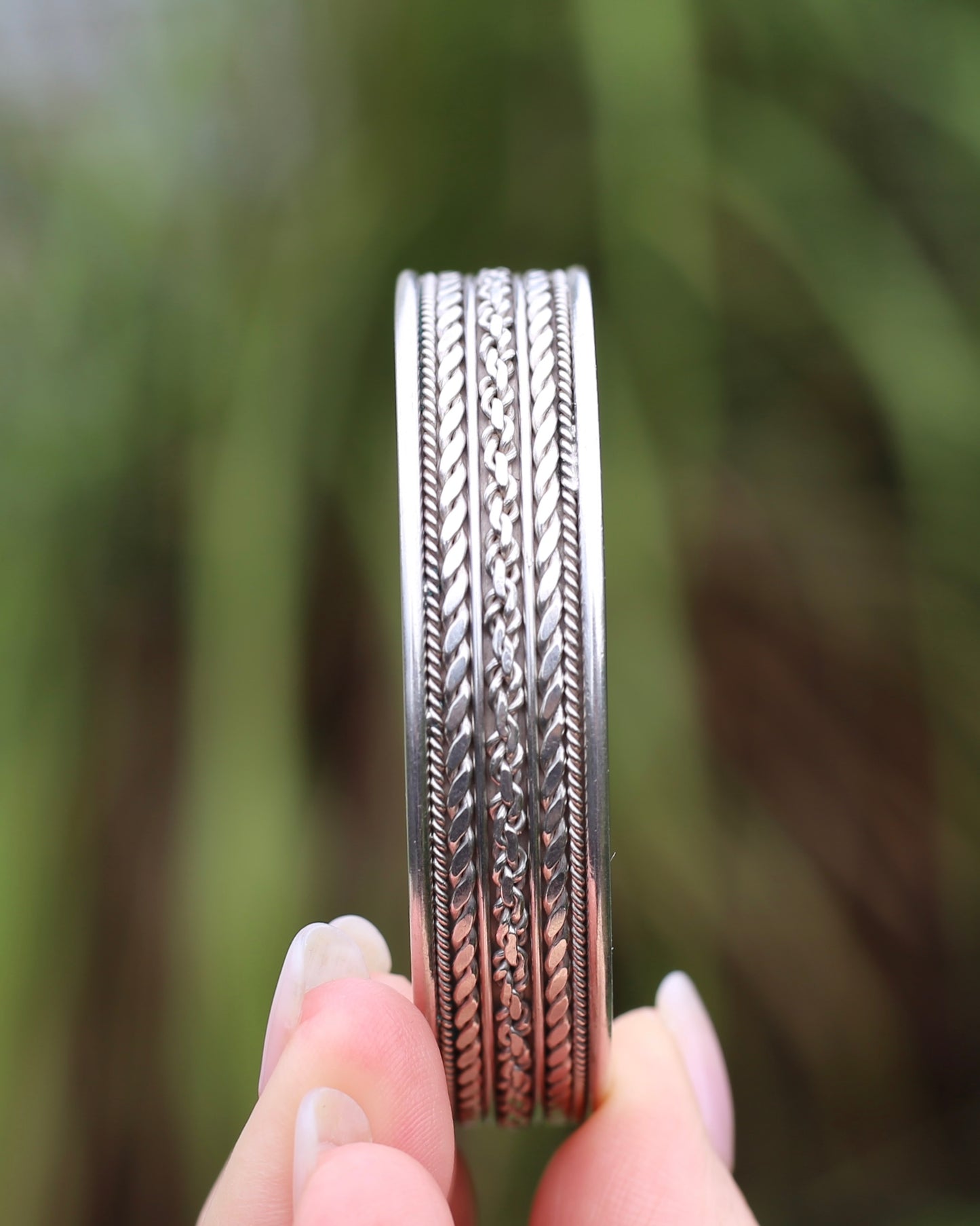 Gorgeous Twisted Rope Sectioned Cuff Bangle, Sterling Silver, sizeable, 31.25g