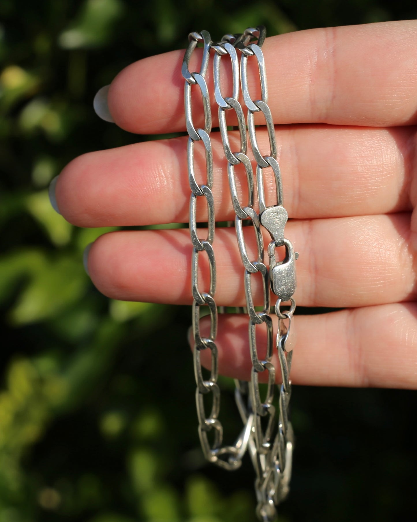 Italian Made Oval Curb Link Silver Chain, Paperclip Feels, 27.52g, 72cm
