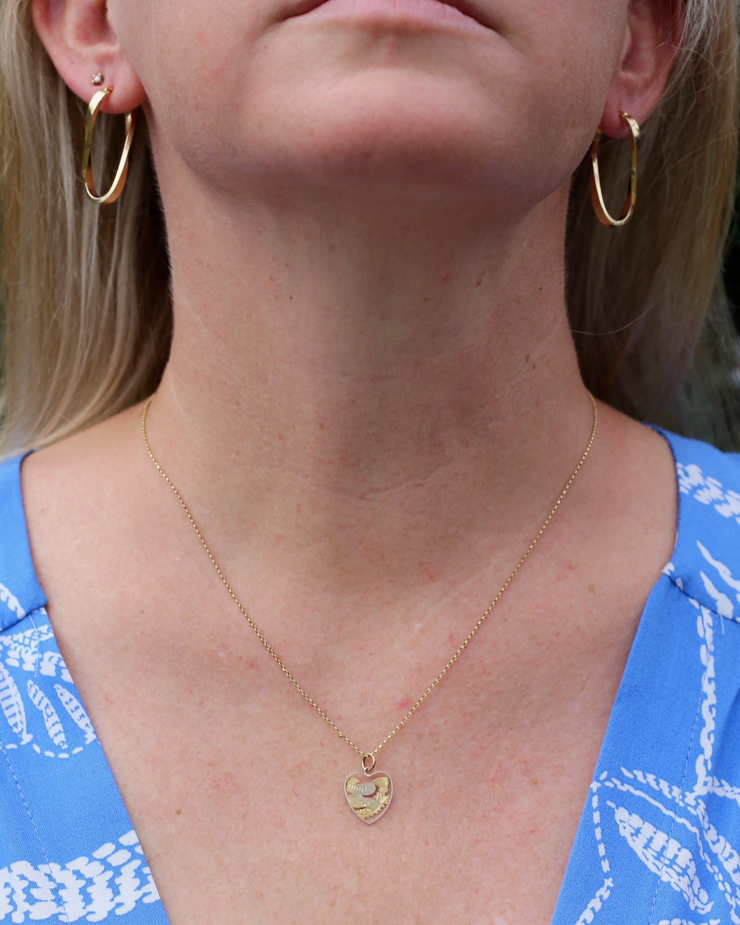 Vintique Scottish "Dinna Forget" Thistle Heart Shaped Pendant, 0.41g