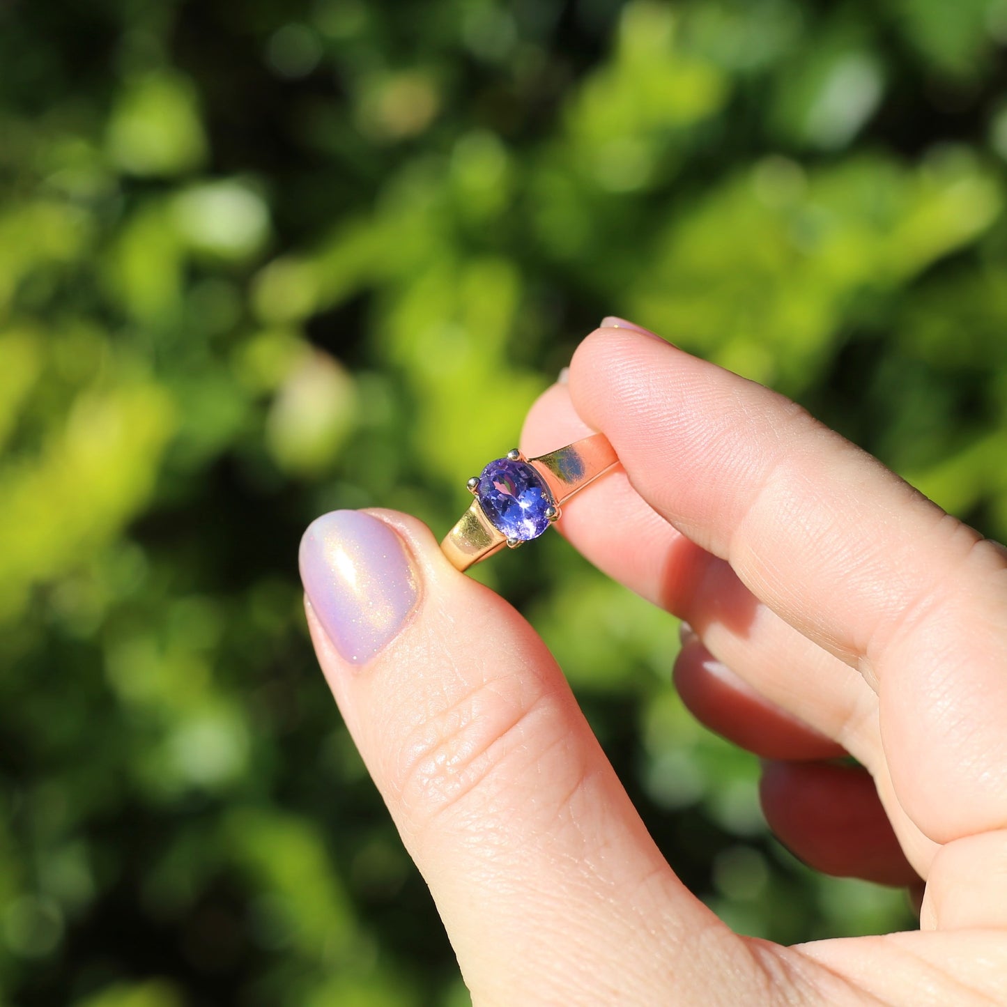 1.25ct Oval Tanzanite Ring, 14ct Yellow Gold, size N or just over 6.5