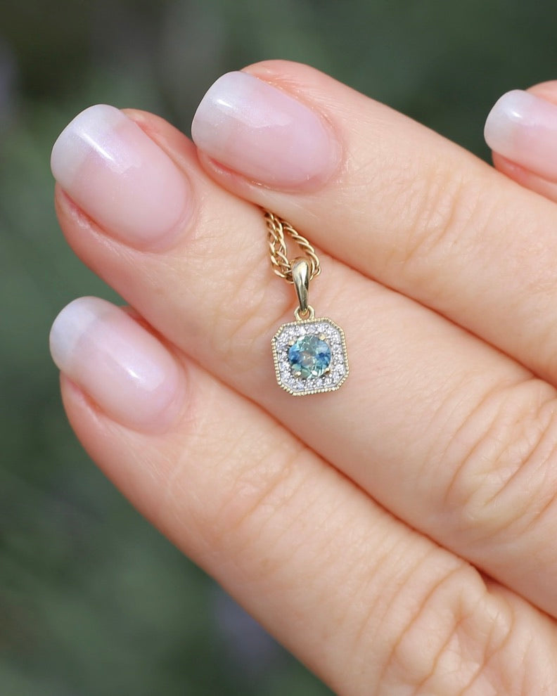 4mm Parti and Diamond Pendant, 9ct Yellow and White Gold, 0.52g
