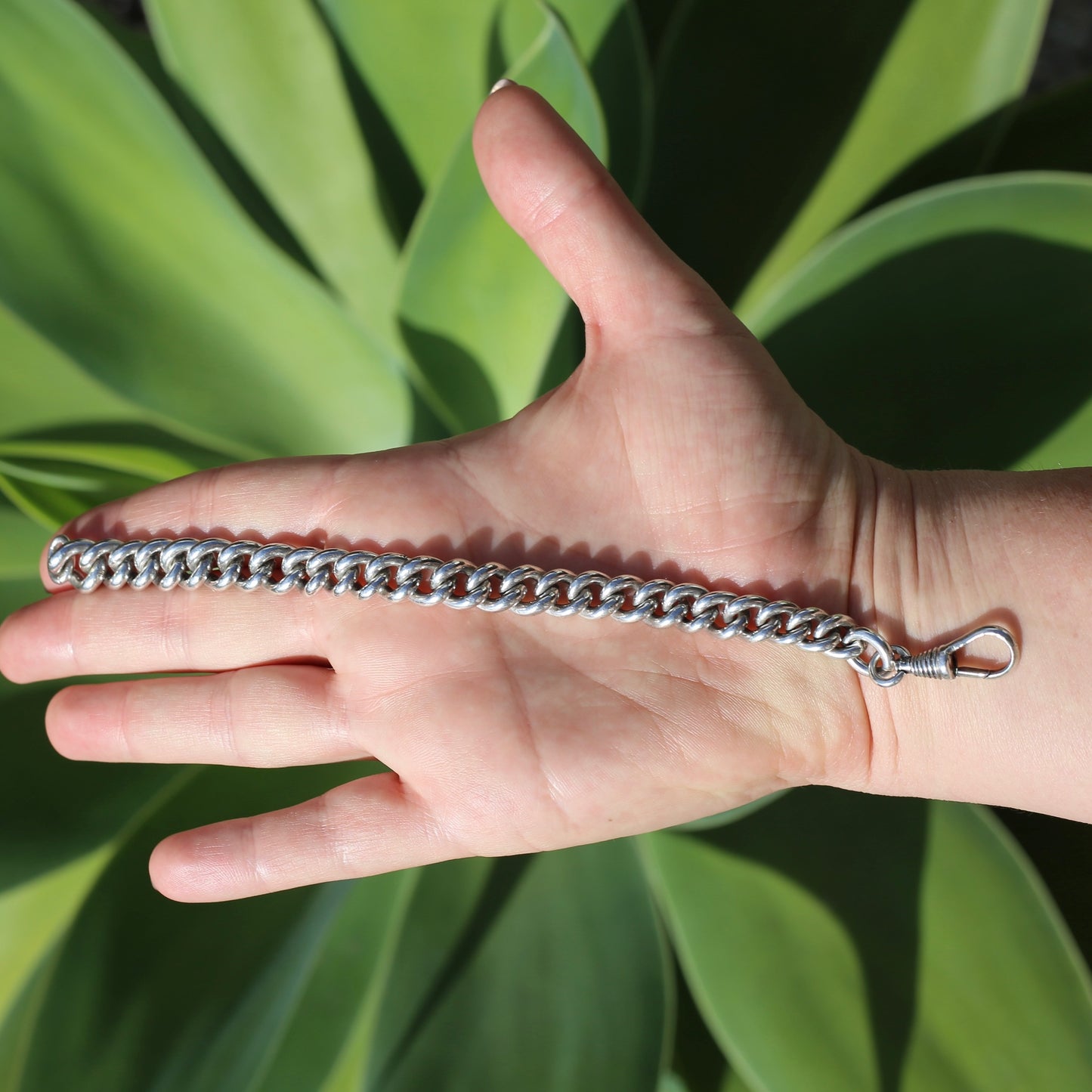 Vintage Silver Graduated Curb Chain Bracelet or Extender, 44.7g, 8 inches or just over 20cm