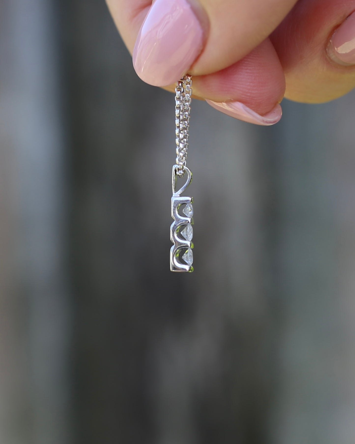 Second Glance - 0.2ct Natural Diamond Trilogy Pendant, 9ct White Gold, 0.87g
