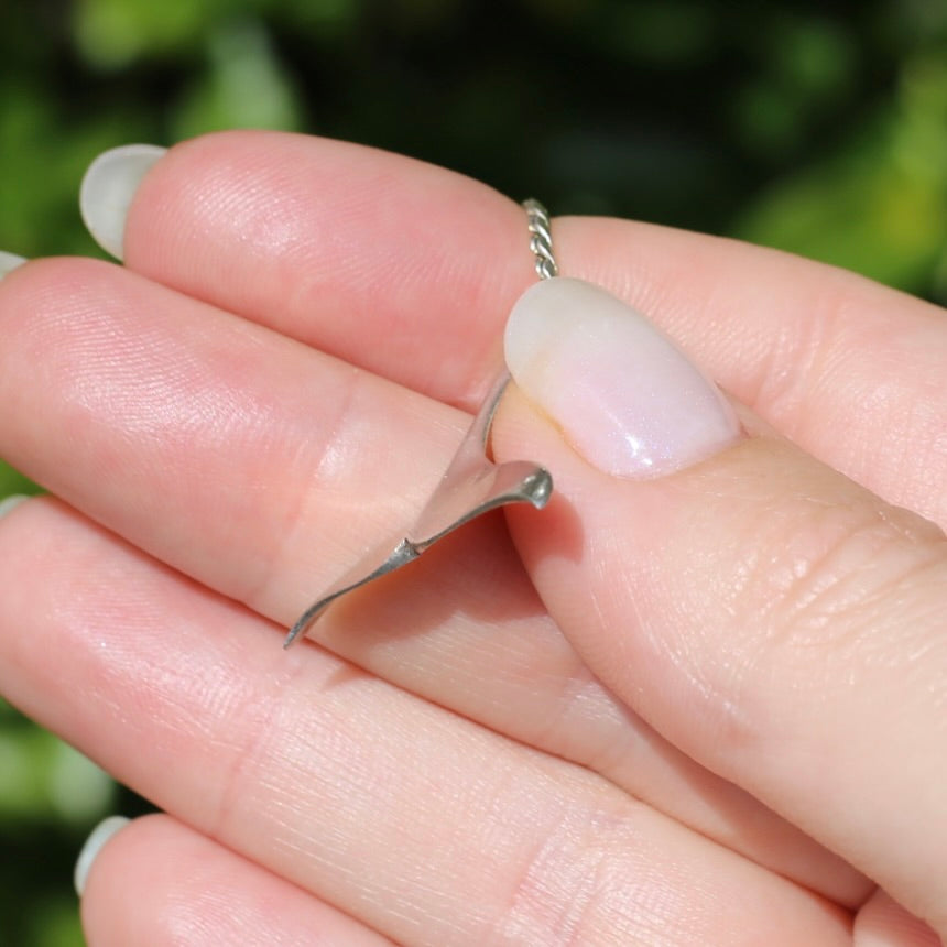 Vintage Silver Whale Tail Pendant, 2.22g