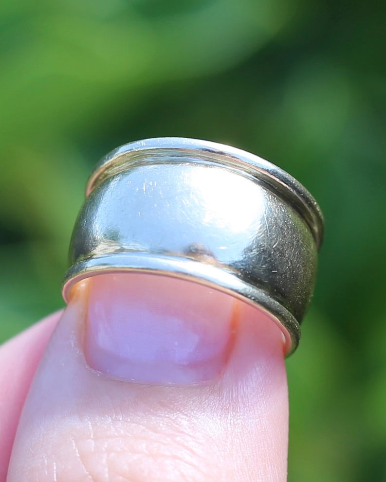 Chunky 12.8mm Domed Ring, 9ct Yellow Gold, size P1/2 or 8 (fits more like O1/2), 5.66g