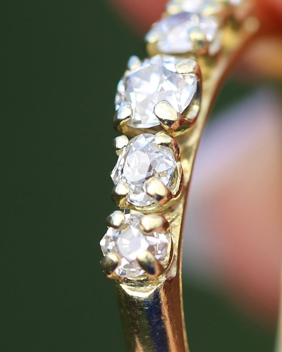Five Stone Old Cut Diamond Ring approx 0.85ct, Claw Set, 18ct Yellow Gold, size T or 9.5