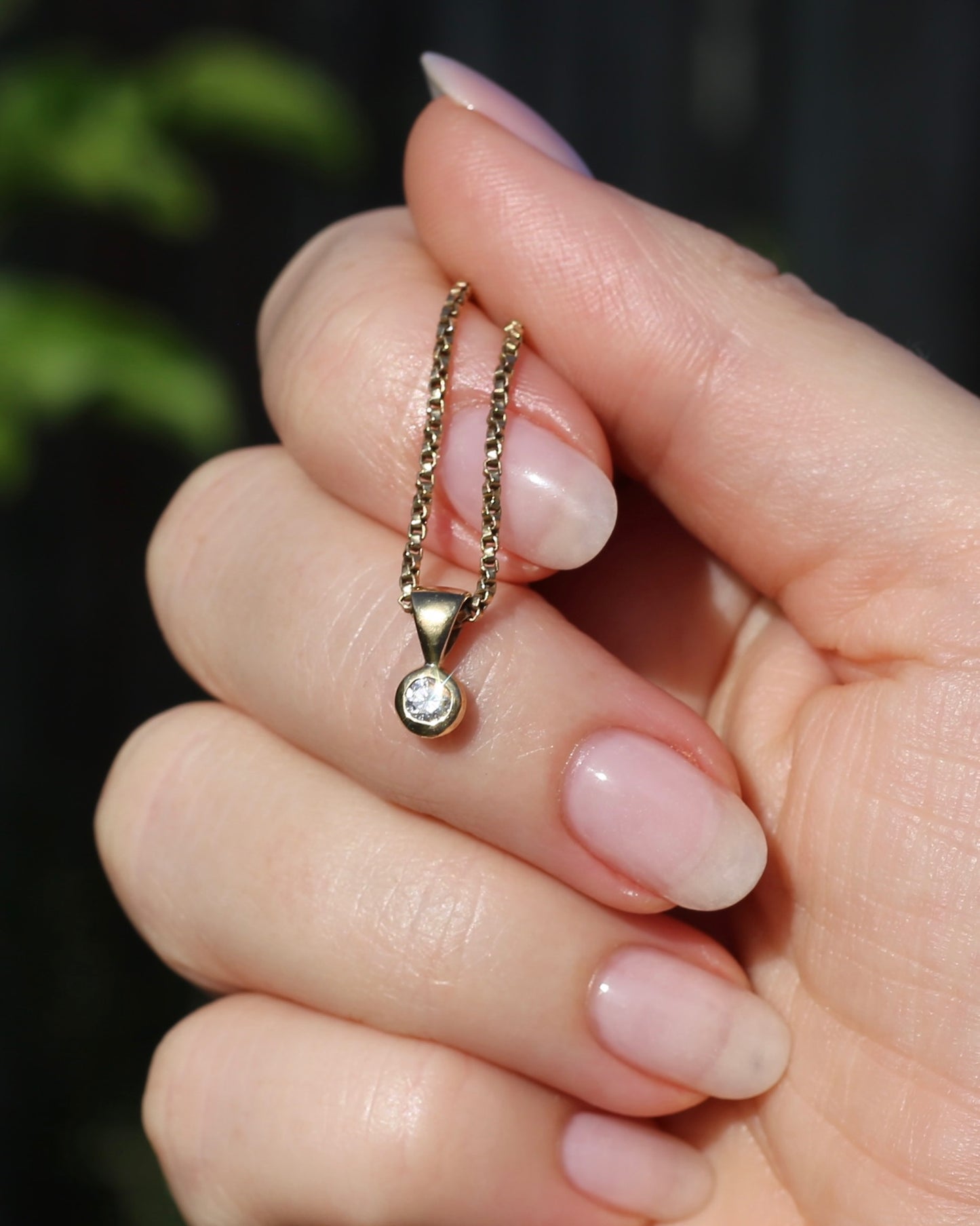 Vintage 0.2ct Natural Diamond Bezel Set Pendant, 9ct Yellow Gold, 0.45g