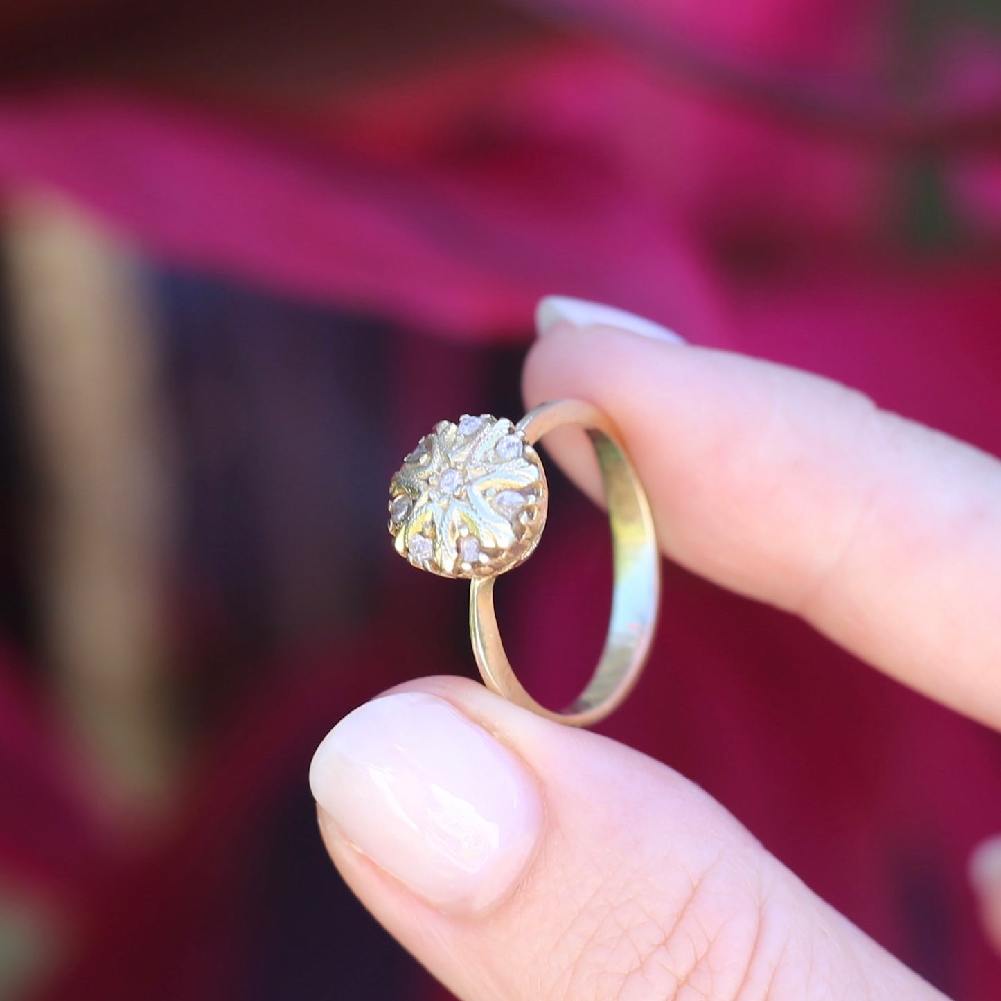 Rustic Handmade Likely Victorian Rose and Table Cut Diamond & Quartz Ring, approx 12ct Yellow Gold, size T or 9.5