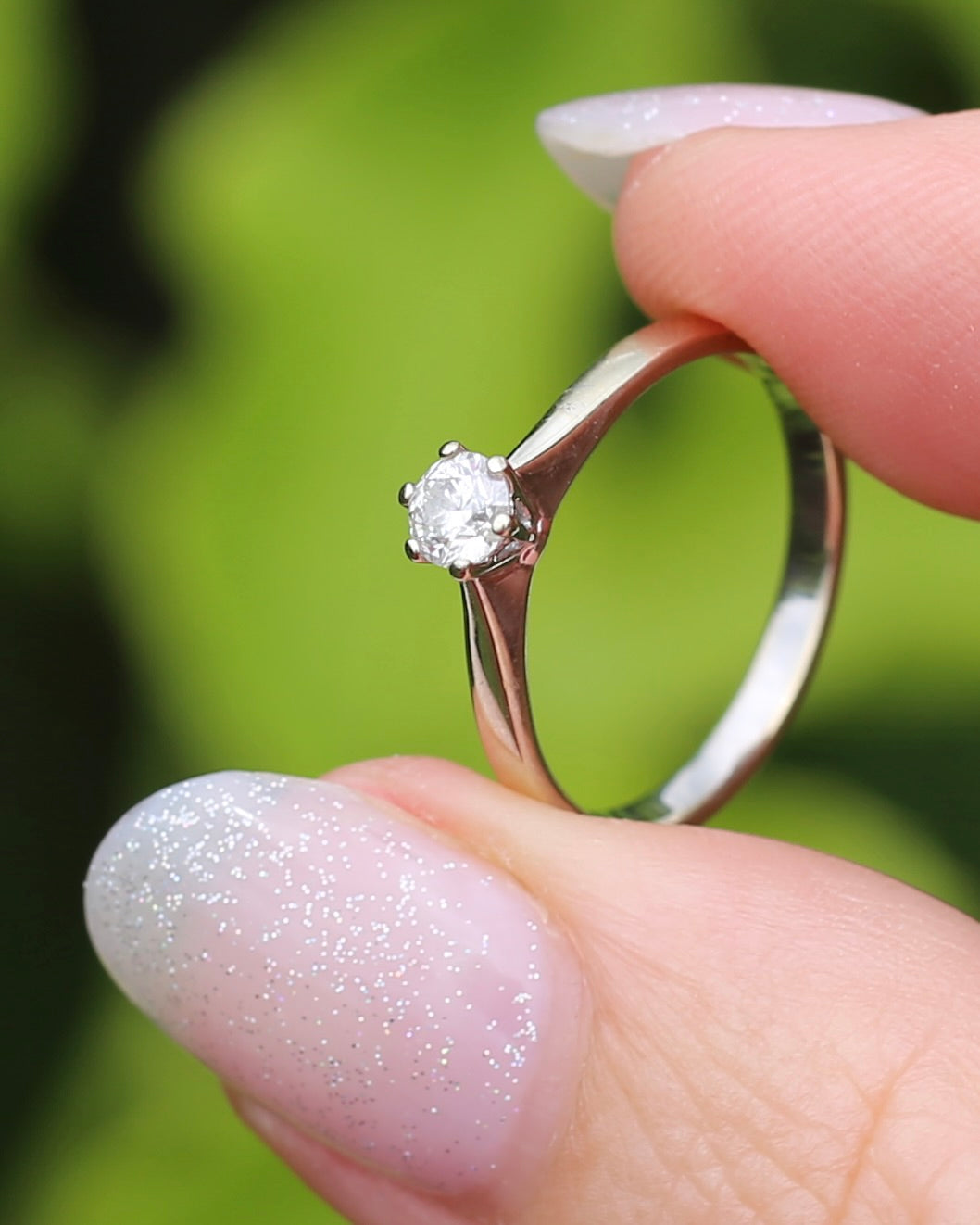 0.25ct Natural Diamond Solitaire, 18ct White Gold, 6 Claw, size L or 5.75, 2.09g