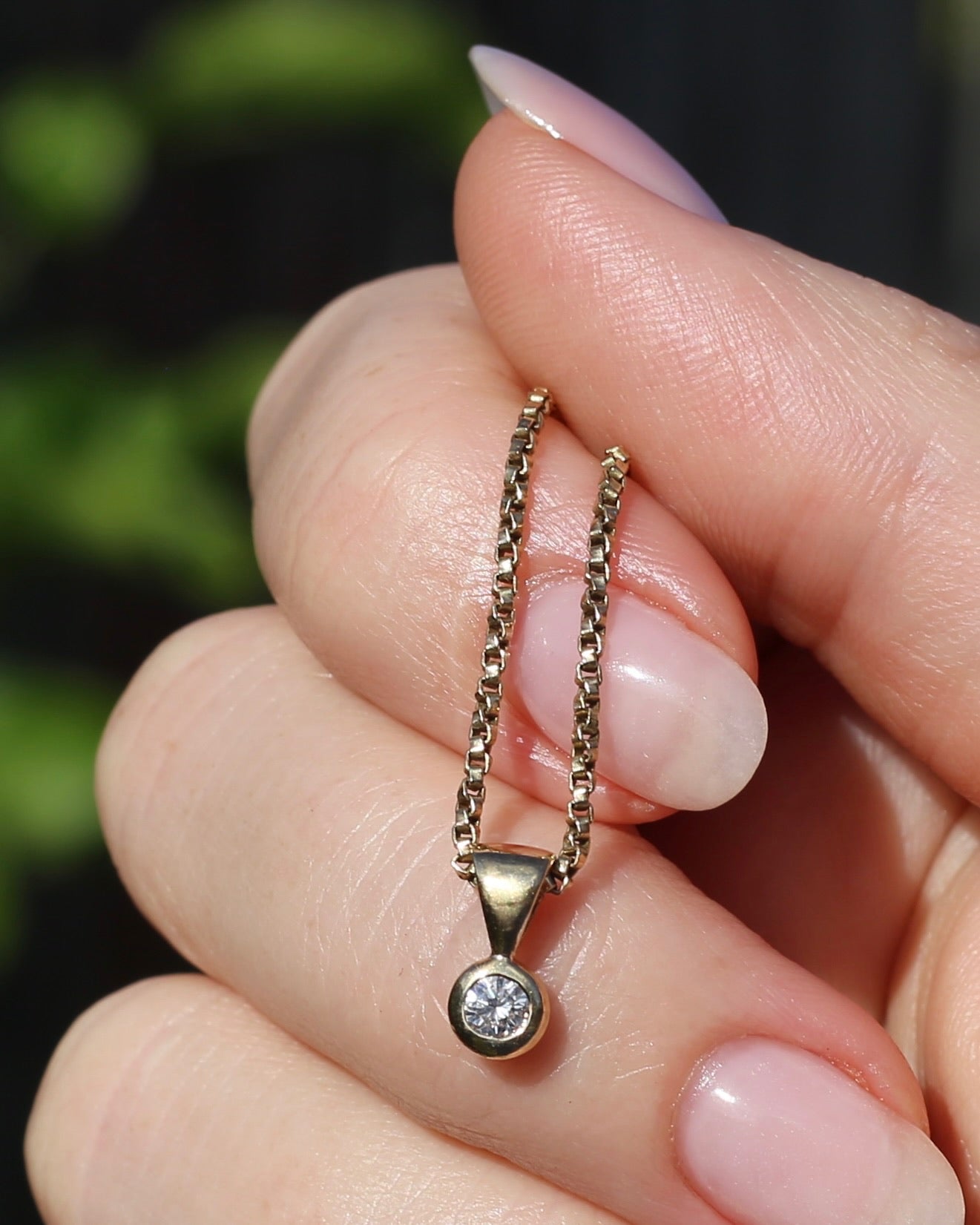 Vintage 0.2ct Natural Diamond Bezel Set Pendant, 9ct Yellow Gold, 0.45g