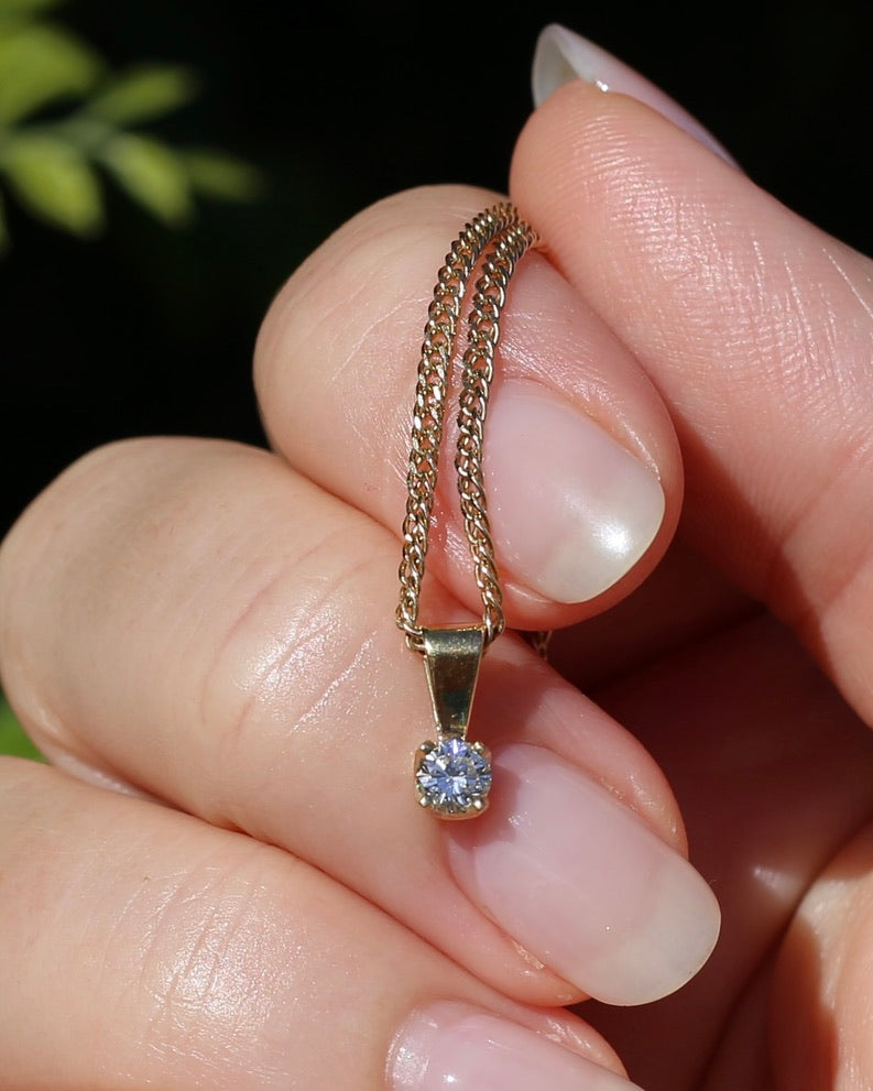 0.2ct Natural Diamond Claw Set Pendant, 18ct Yellow Gold, 0.48g