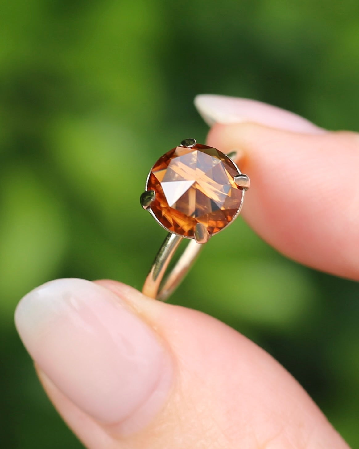 3.87ct Rose Cut Australian Zircon Ring, Claw Set in 9ct Yellow Gold, size 5.25 or K, 2.40g