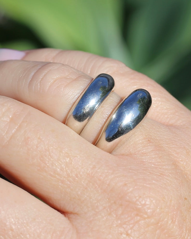Structural Double Band Silver Ring, Sterling Silver, size R1/2 or just under 9, 12g