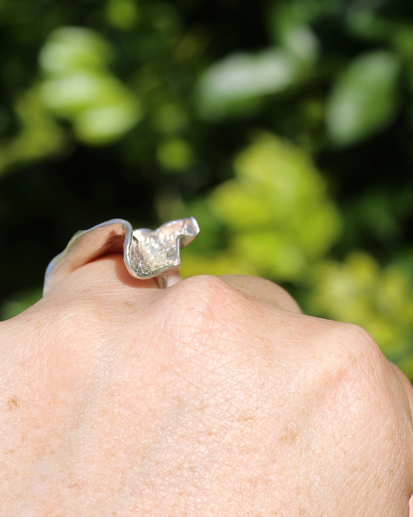 Modernist Silver Ring, size P or 7.5, 9.7g