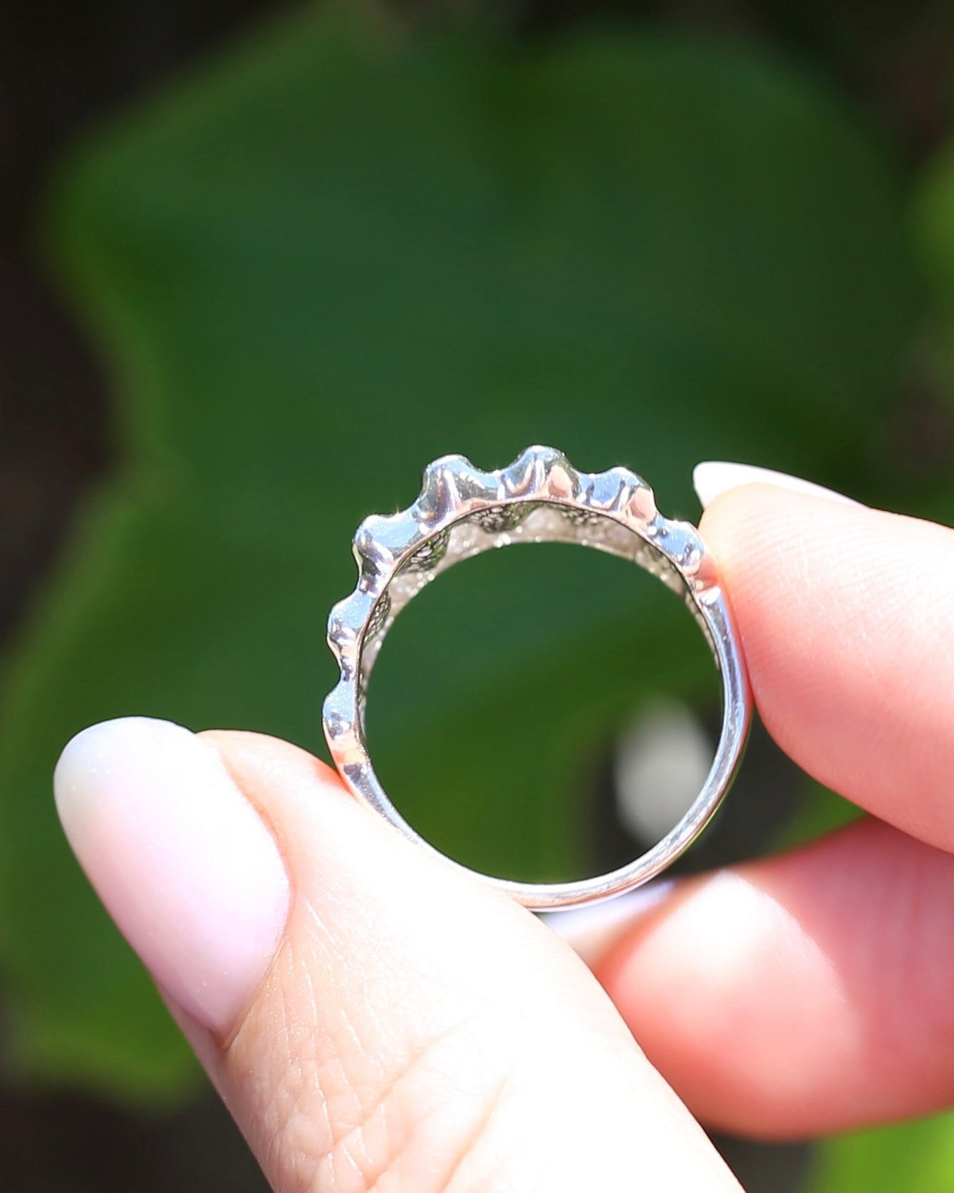 Architectural Corrugated Silver Ring, Sterling Silver, size R or 8.5, 9.42g