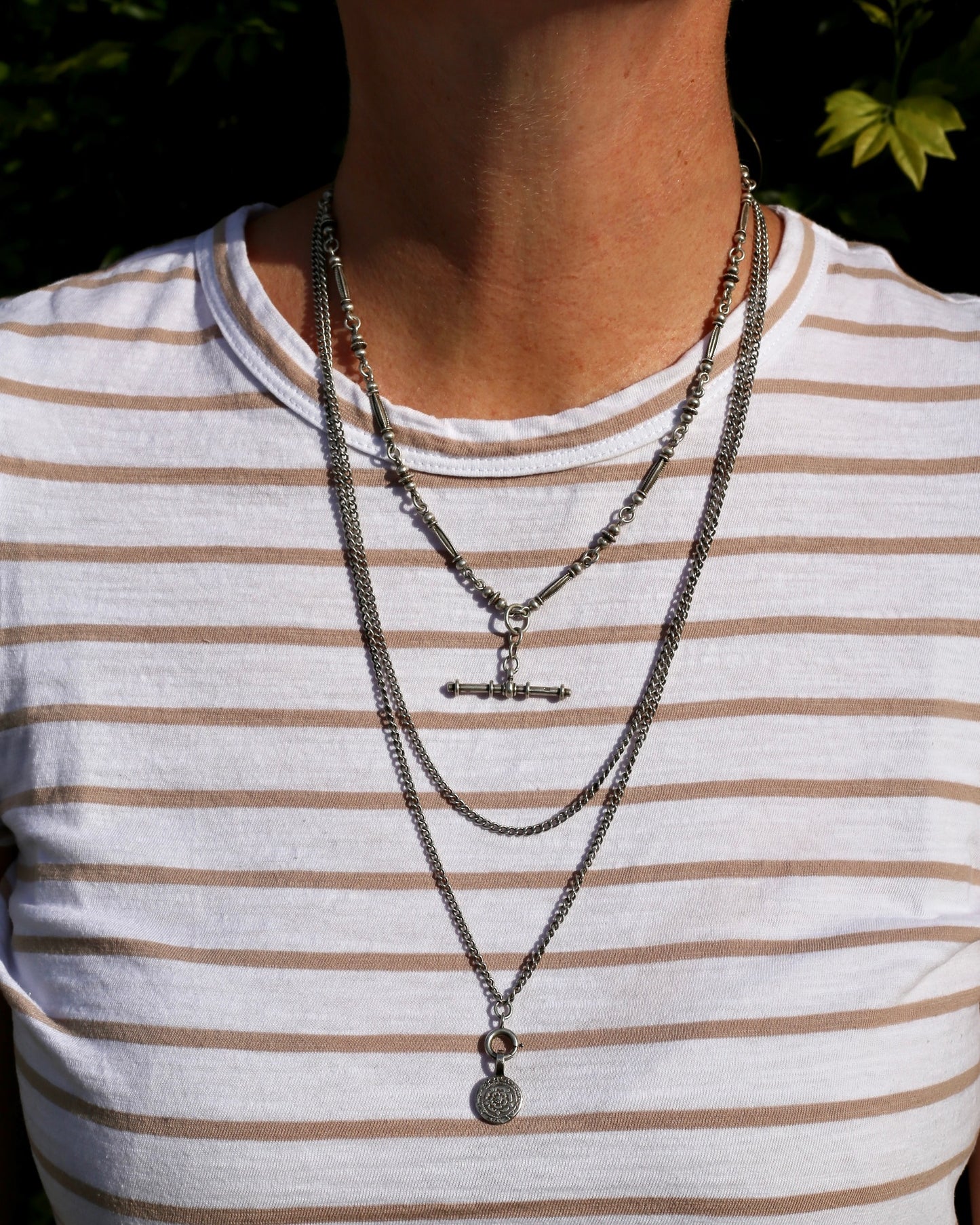 Antique French Longuard Curb Chain With Bolt Clasp, 67cm doubled, 22.1g