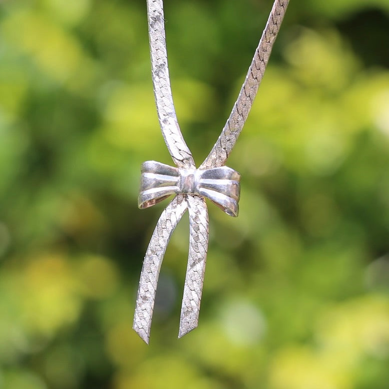 Vintage Bow Serpentine Neckalce and Bracelet, Sterling Silver