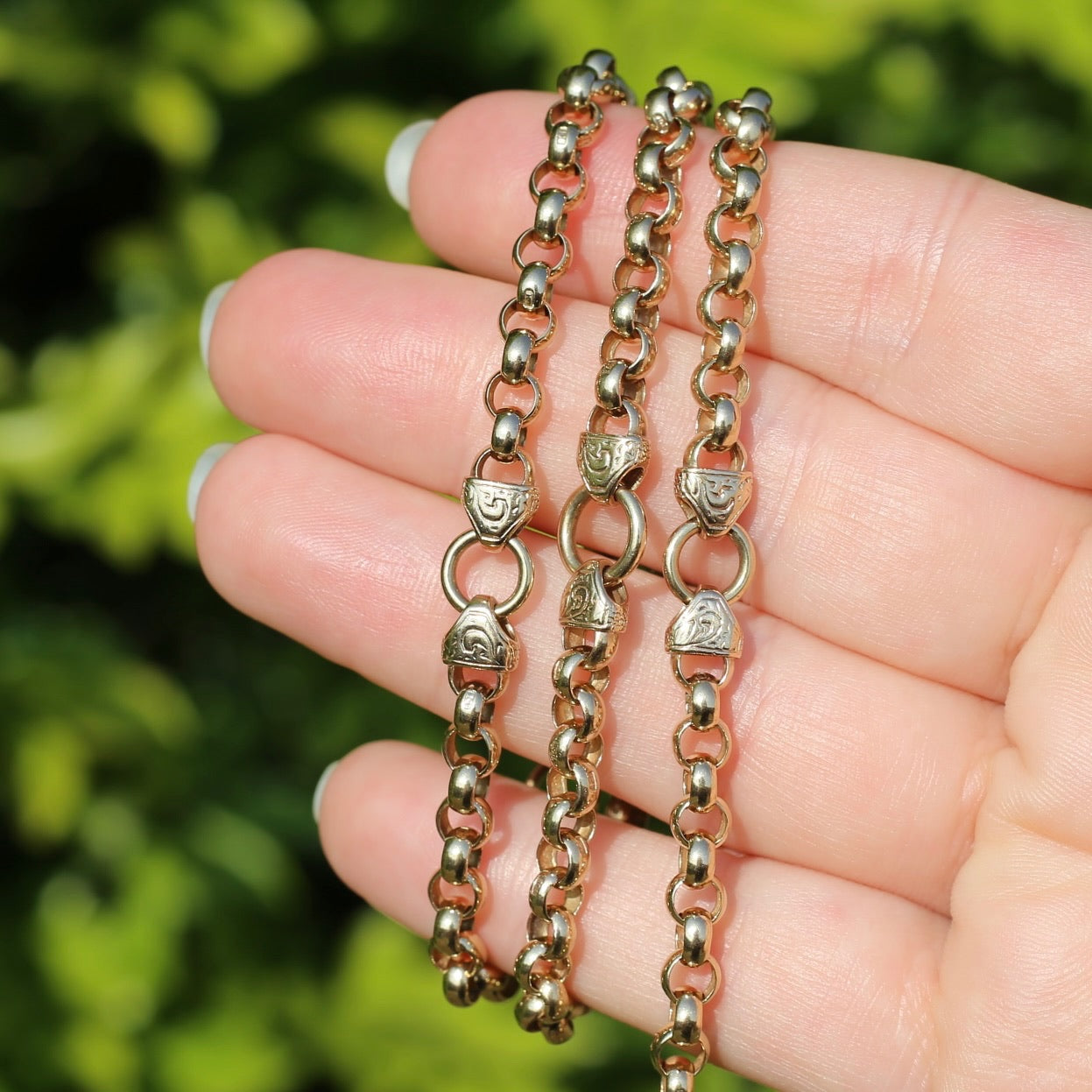 Vintage Belcher Chain with Gorgeous links and Double Albert Clasp, 9ct Gold, 49cm 23.62g