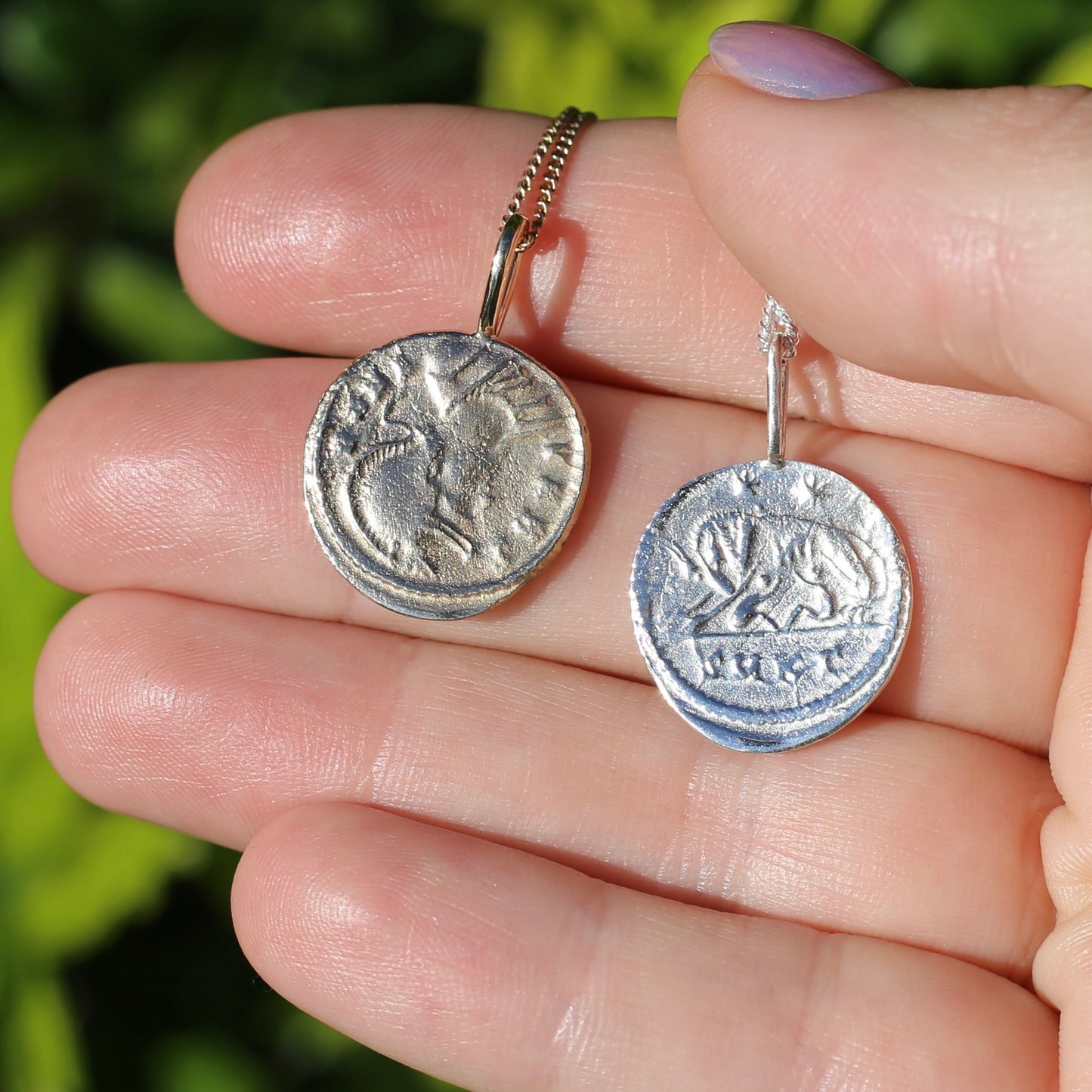 Duo - the Myth of Rome - Romulus, Remus and the Shewolf Pendant, Cast from a Bronze Roman Coin 334AD  avail in  Silver and Gold