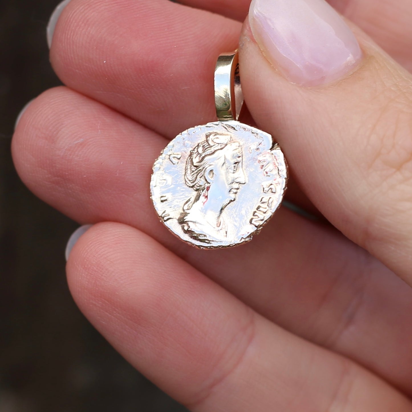 Faustina the Elder Coin Pendant,Cast From a 141-161AD Silver Denarius, avail in  Silver and Gold