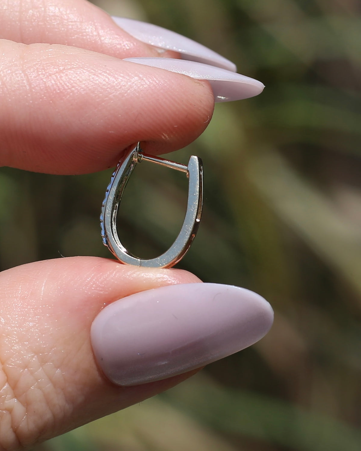 Mixed Metal Natural Diamond Huggies, 10ct Yellow and White Gold, 16 x 3.4mm, 2.45g