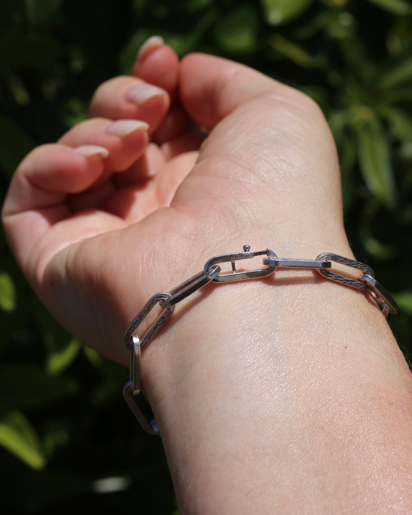 Vintage Textured 800 Silver Paperclip Bracelet, 800 Silver, 16.2g  21cm or 8.25 inches