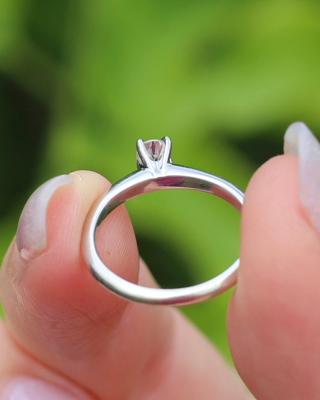 0.2ct Natural Diamond Solitaire, Talon Claw Set, 9ct White Gold, size 5 or J1/2, 2.2g