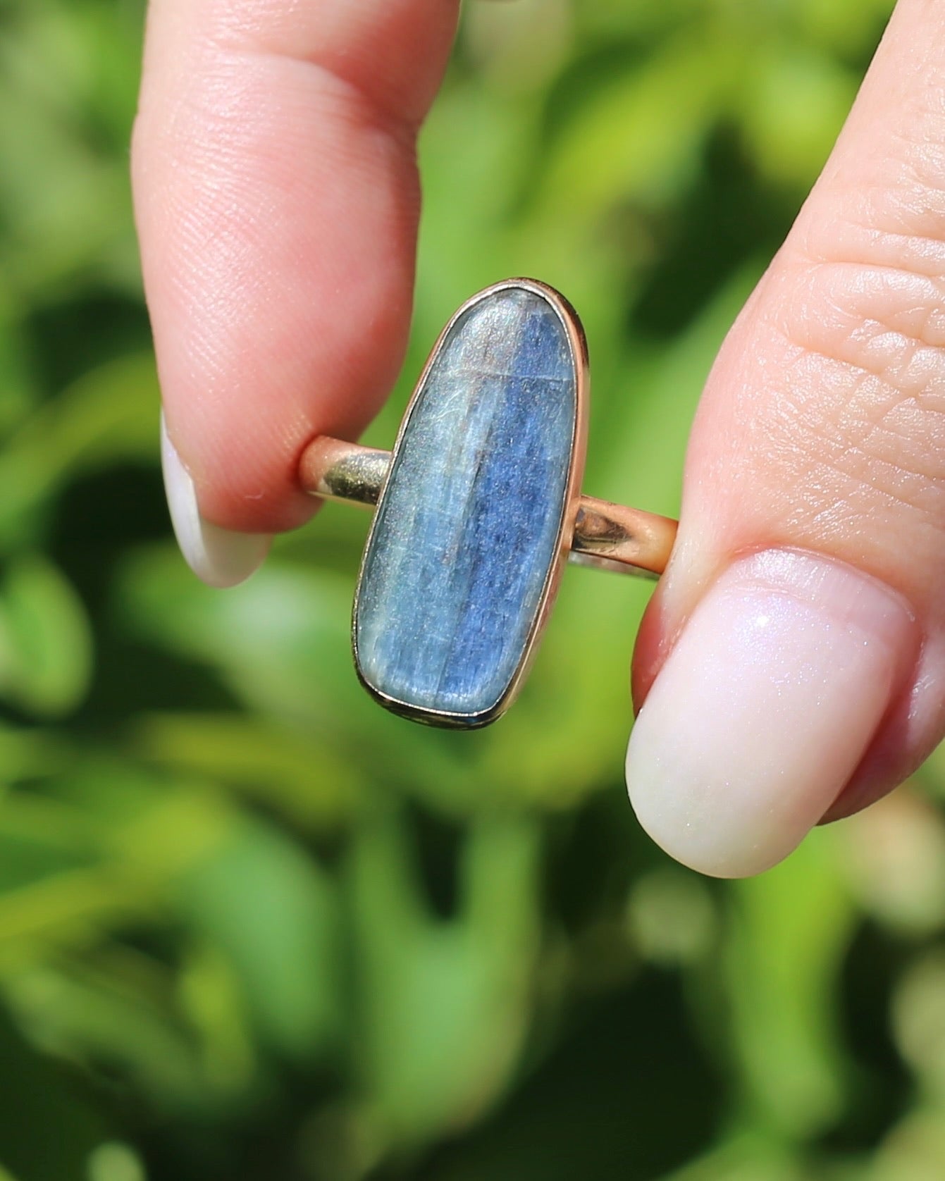 Rustic Freeform Labradorite Cabochon in Bezel Setting, 9ct Yellow Gold, size X1/2 or 11.75