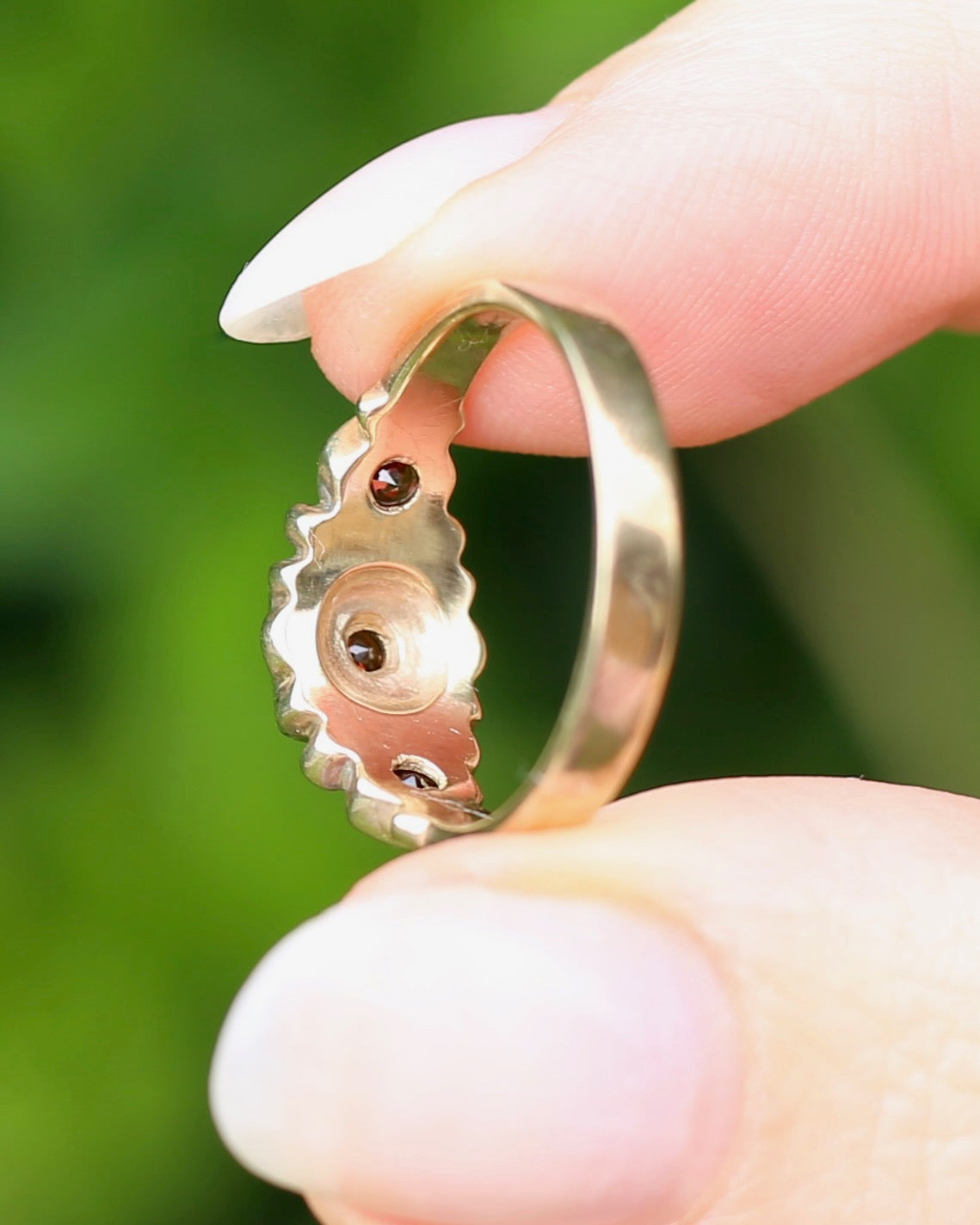 Victorian Revival Garnet Trilogy Star Set Ring, 9ct Yellow Gold, size O1/2 or just over 7.25