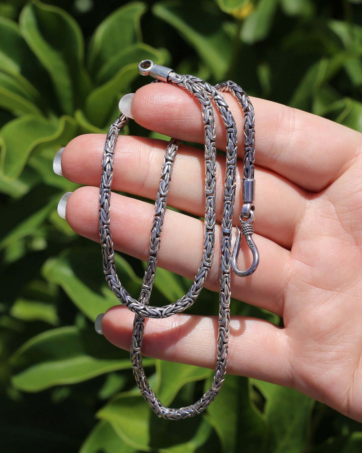 Sterling Silver Byzantine Silver Necklace with Hook Clasp, 51cm or 20 inches, 27.28g