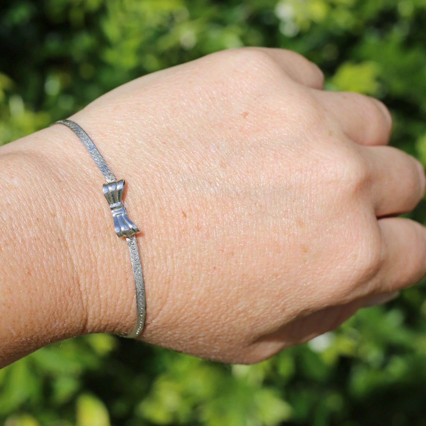 Vintage Bow Serpentine Neckalce and Bracelet, Sterling Silver