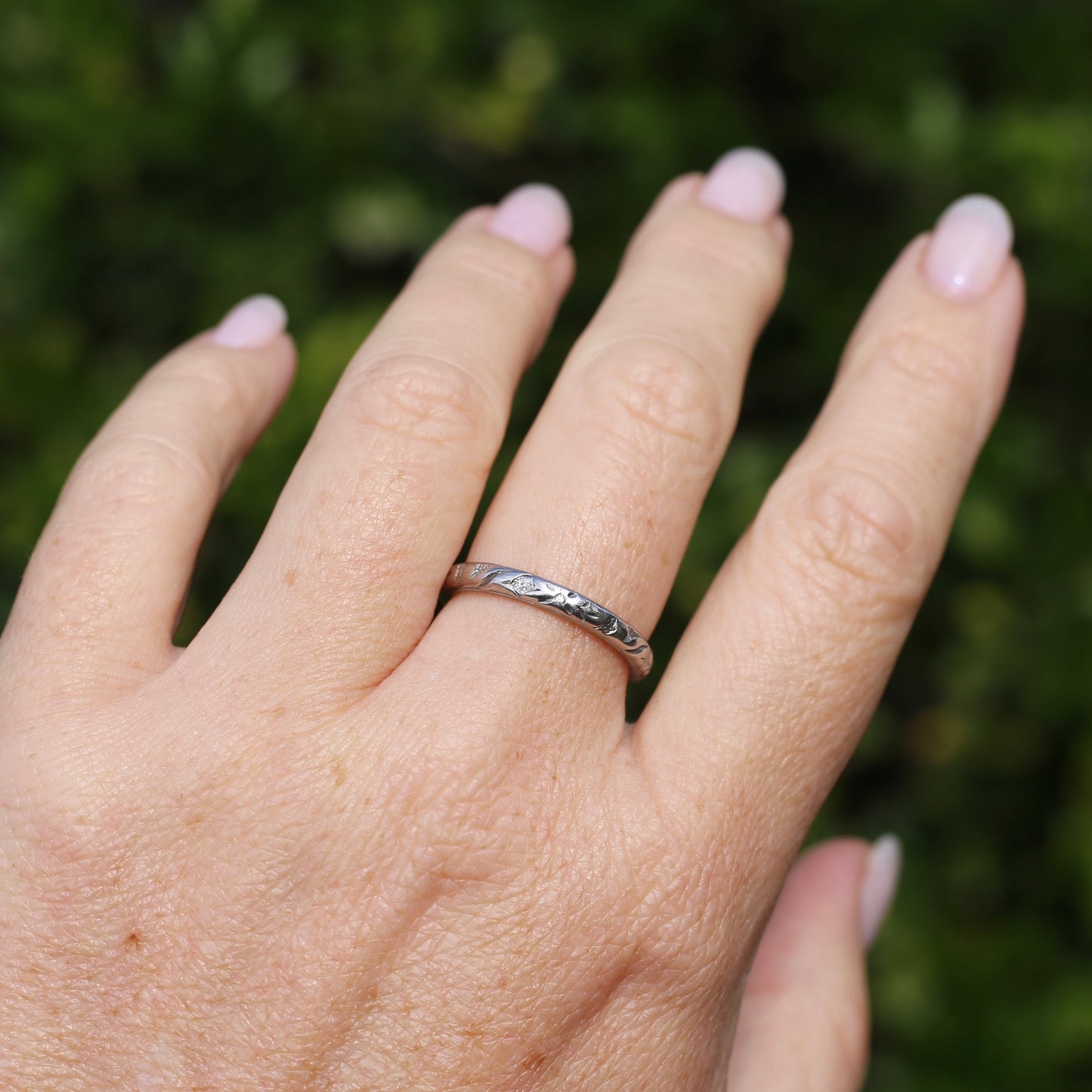 1940s Palladium Orange Blossom Wedding Ring, Palladium, size R1/2 or 9