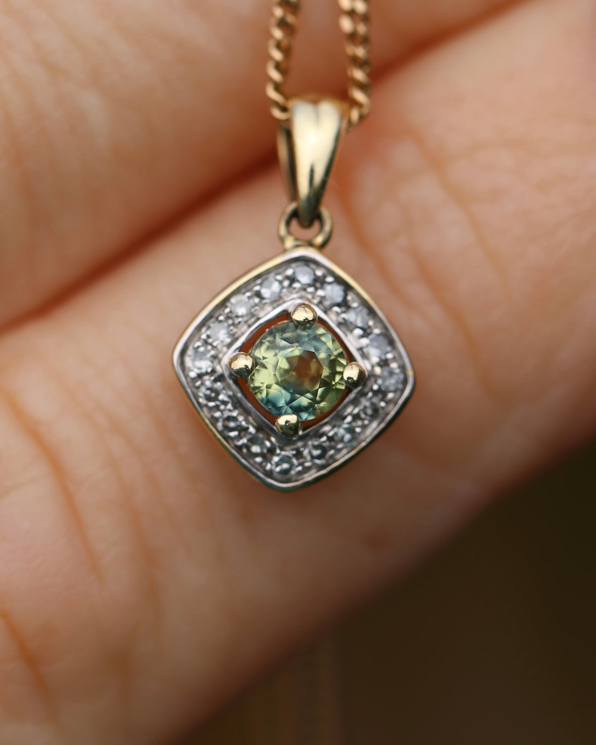 0.45ct Parti and Diamond Pendant, 9ct Yellow and White Gold, 0.9g