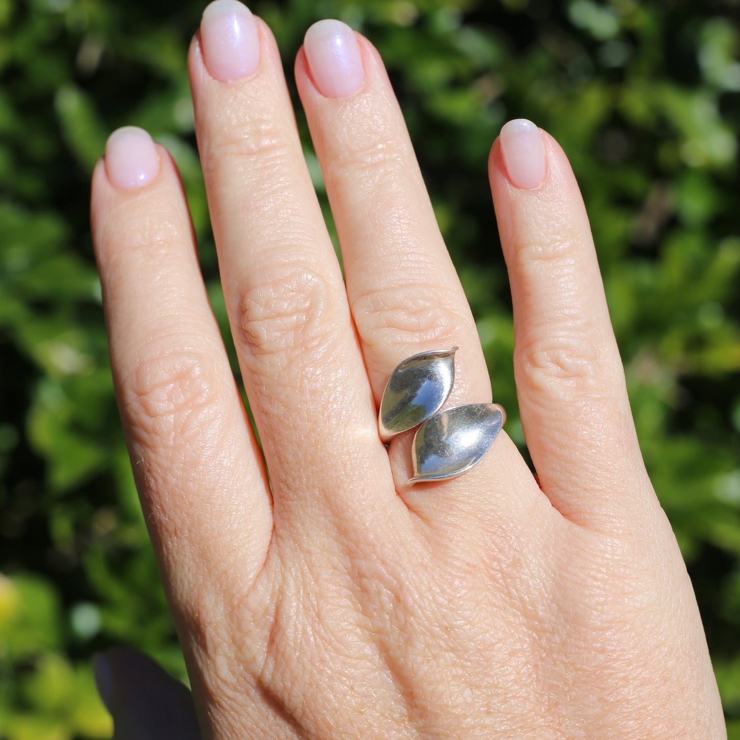 Two leaf Silver Ring, Sterling Silver, sizeable