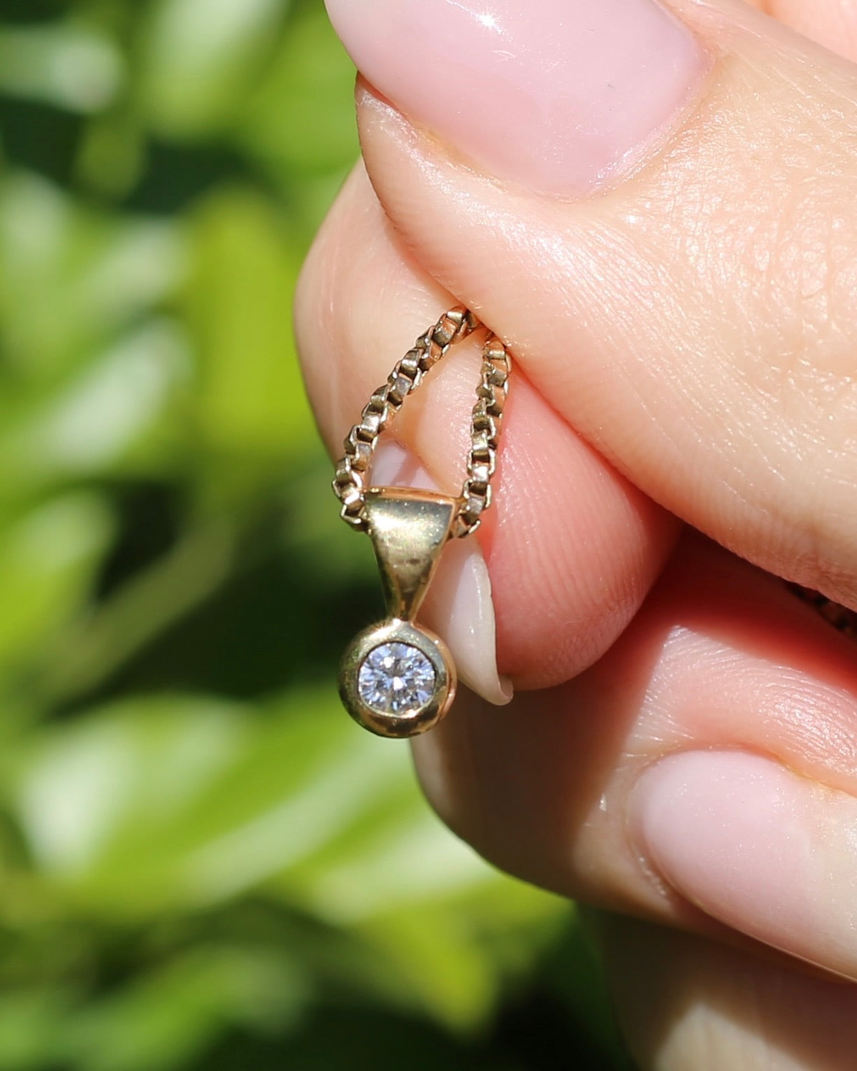 Vintage 0.2ct Natural Diamond Bezel Set Pendant, 9ct Yellow Gold, 0.45g