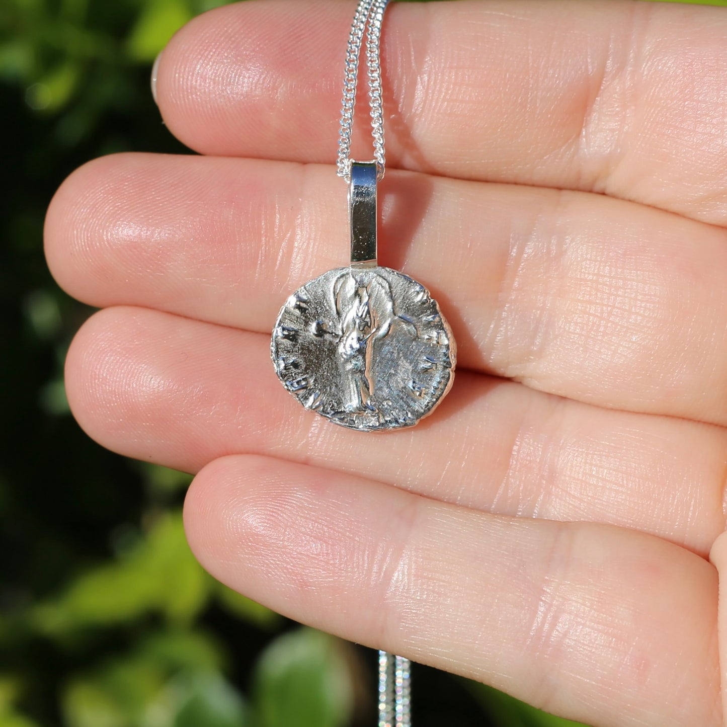 Eternity Pendant - Roman Goddess Aeternitas or Providentia, Cast From a 141-161AD Silver Denarius, avail in  Silver and Gold