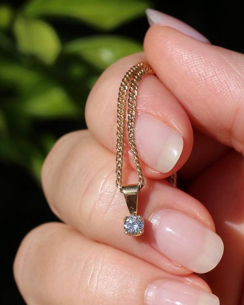 0.2ct Natural Diamond Claw Set Pendant, 18ct Yellow Gold, 0.48g