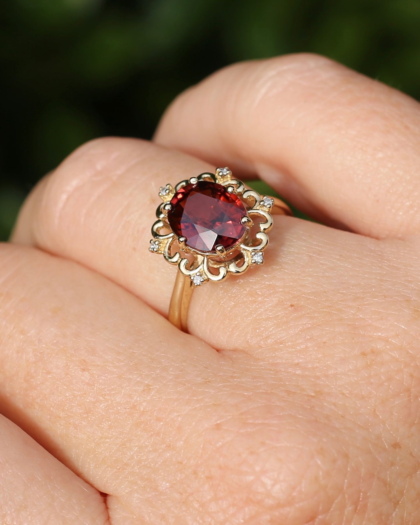 Vintage 3.48ct Natural Zircon and Diamond Ring, 9ct Yellow Gold , size O or 7.25 with valuation