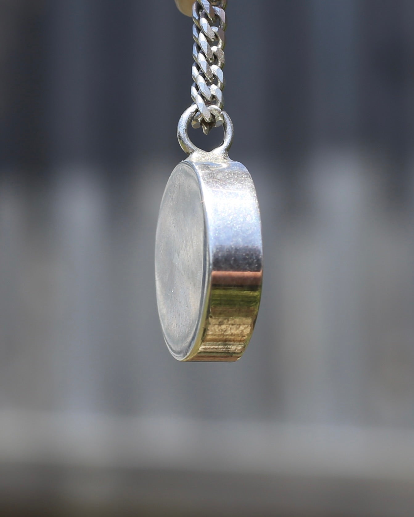 Vintage Chunky Black Agate and Silver Pendant, 13.2g