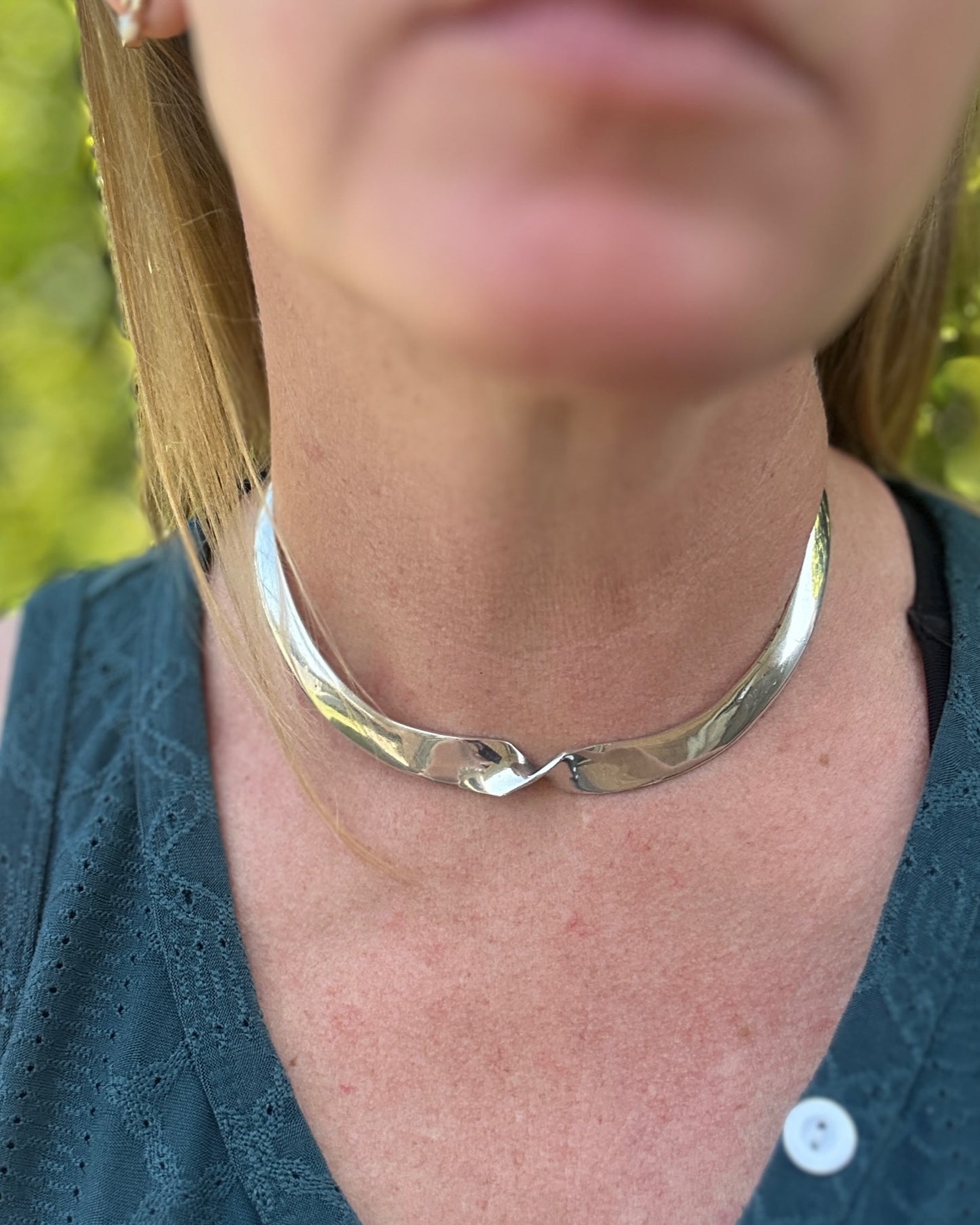 Vintage Silver Twist Choker, 35.5g