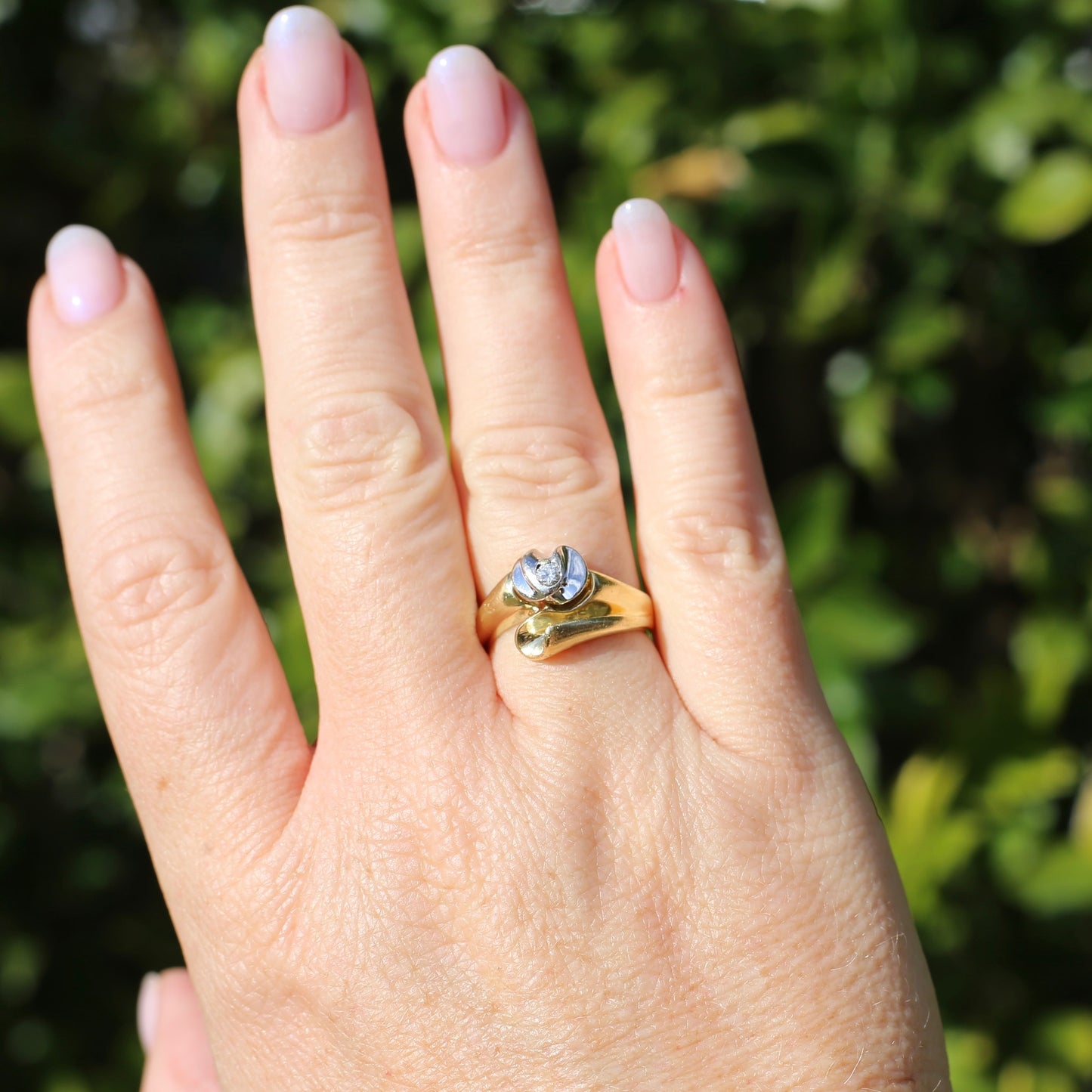 Orchid and Calla Lily Mixed Metal Diamond & 18ct Ring, 18ct white and yellow gold, size O or 7.25