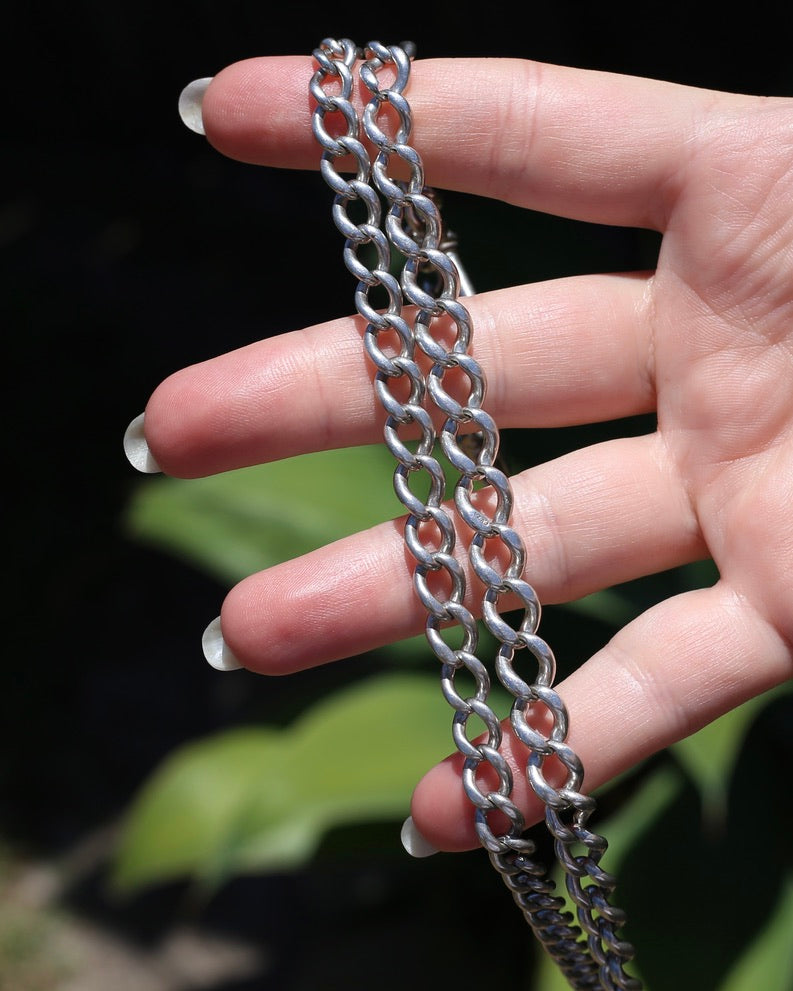 Birmingham Made 1903 Sterling Silver Watch Chains, Fob and T-bar, 47cm or 18.5 inches, 52,6g