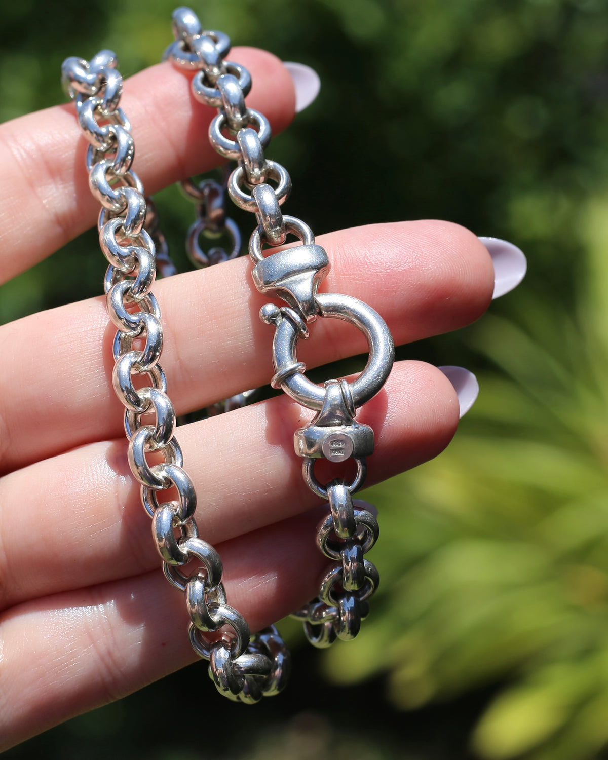 Fabulous Italian Made Semi Hollow Silver Cable Chain with Large Bolt Clasp, 40.4g, 45.75cm or 18 inches