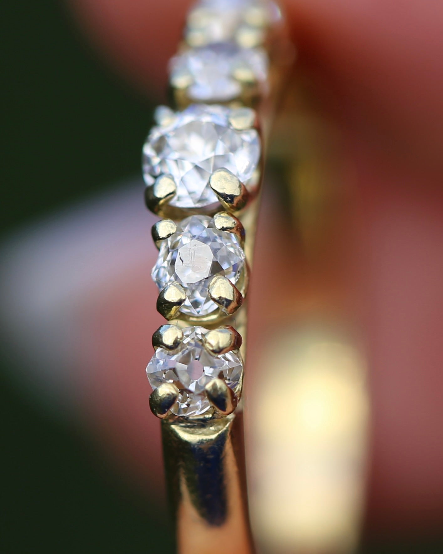 Five Stone Old Cut Diamond Ring approx 0.85ct, Claw Set, 18ct Yellow Gold, size T or 9.5